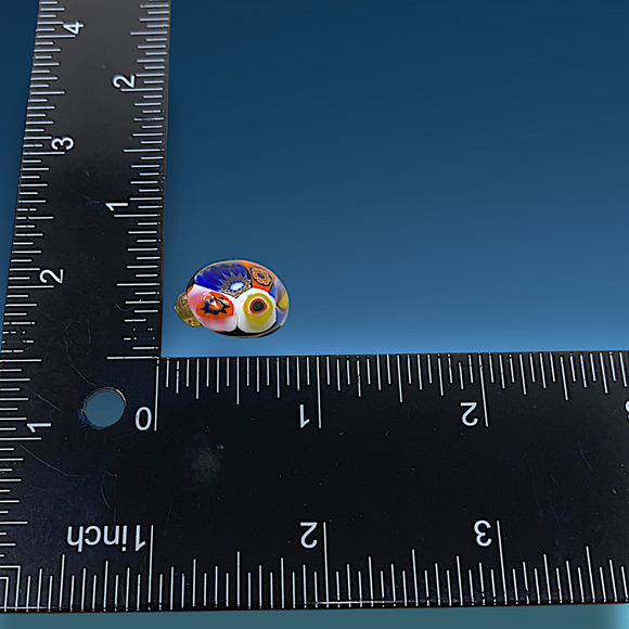 Vintage 1980s Millefiori Italian Glass Oval Clip On Earrings Murano Style Carded - Picture 5 of 5